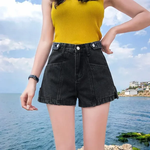 S-5XL Women's Vintage High Waist Denim Shorts Wide Leg Style