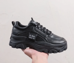 korean New Colored Women's Shoes 2024 Mesh Increase Thick Sole Sports Shoes Sneakers For Women (Black , 8)