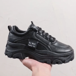 korean New Colored Women's Shoes 2024 Mesh Increase Thick Sole Sports Shoes Sneakers For Women  (Black , 8)
